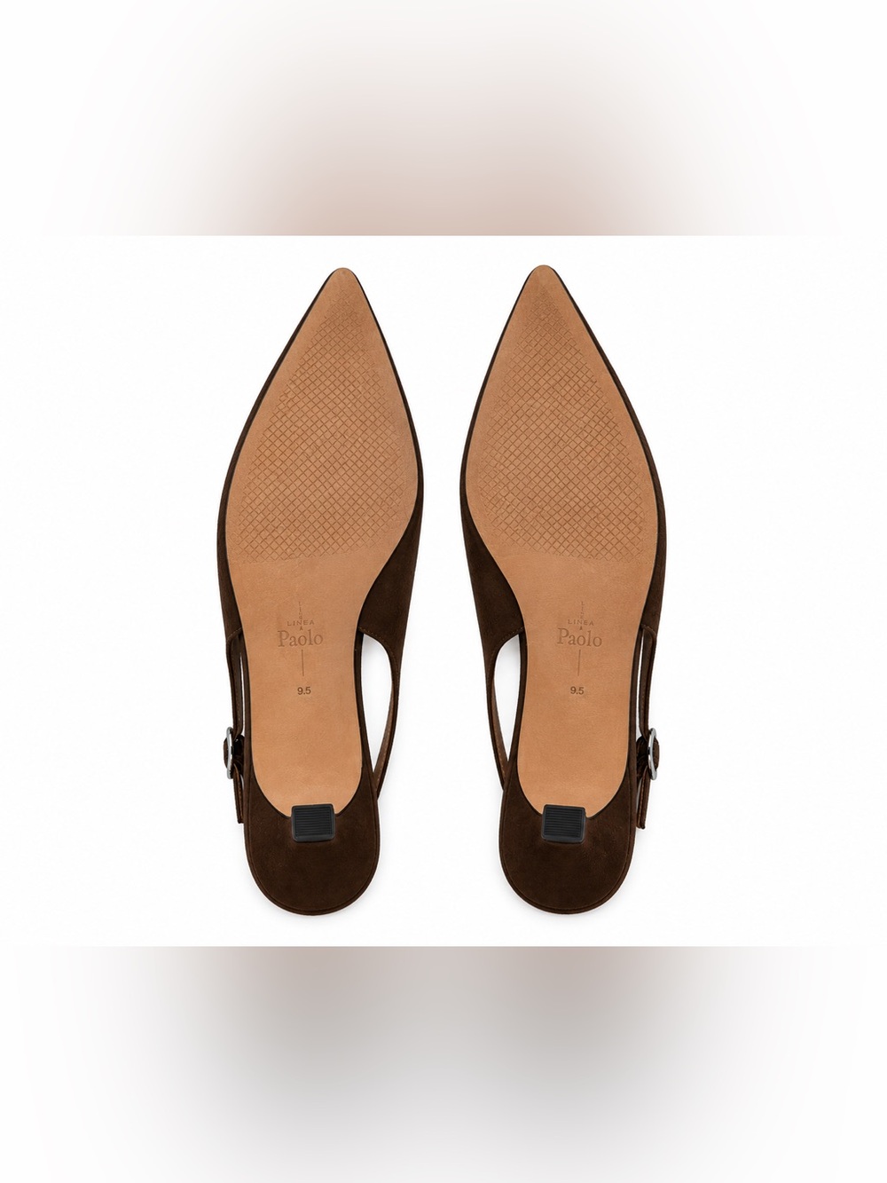 Paolo Brown Suede Slingback Kitten Heels with Crystal Accents - Picture 4 of 5